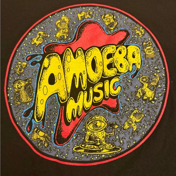 Vintage 00s Y2K Amoeba Music Hollywood Record Store Black Shirt Large - Picture 2 of 5